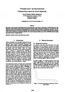 A Subjectivity Lexicon of Dutch Adjectives - CiteSeerX