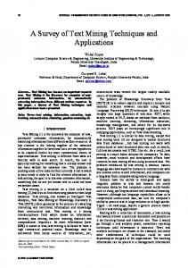 A Survey of Text Mining Techniques and Applications - CiteSeerX