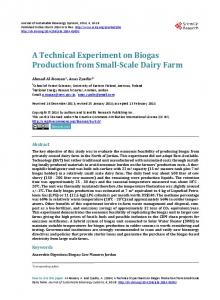 A Technical Experiment on Biogas Production from Small-Scale Dairy ...