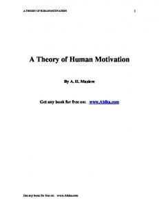 A Theory of Human Motivation