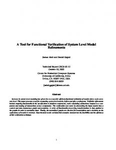 A Tool for Functional Verification of System Level ... - Semantic Scholar