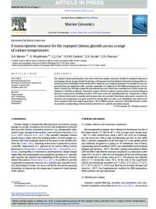 A transcriptome resource for the copepod Calanus ...