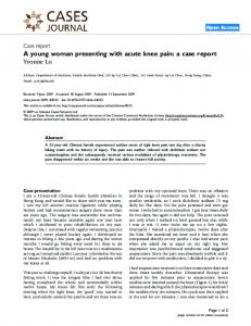 A young woman presenting with acute knee pain - Springer Link