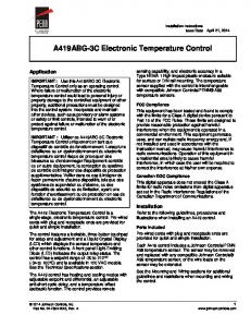 A419ABG-3C Electronic Temperature Control Installation Instructions