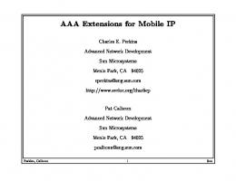 AAA Extensions for Mobile IP - IETF