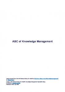 ABC of Knowledge Management - Food and Agriculture ...