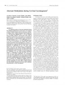 Aberrant Methylation during Cervical Carcinogenesis1