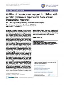 Abilities of development support in children with genetic syndromes ...