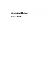 Aboriginal History - ANU Press - ANU