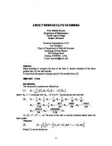 about bernoulli's numbers - viXra