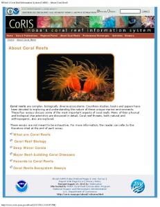 About Coral Reefs - NOAA CoRIS
