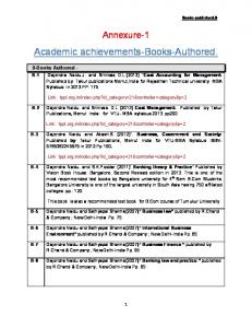 Academic achievements-Books-Authored