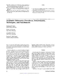 Academic Dishonesty: Prevalence, Determinants ...