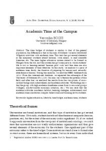 Academic Time at the Campus - Acta Universitatis Sapientiae