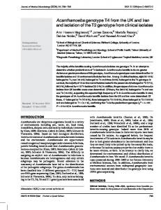 Acanthamoeba genotype T4 from the UK and Iran and ... - CiteSeerX