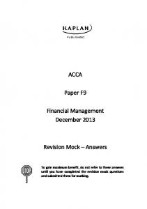 ACCA Paper F9 Financial Management December 2013 ... - Kaplan