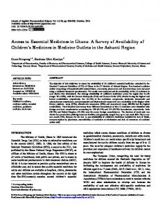 Access to Essential Medicines in Ghana: A Survey of ...