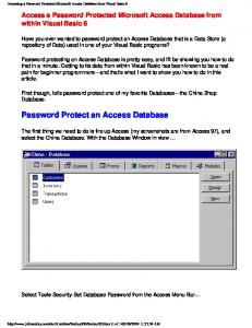 Accessing a Password Protected Microsoft Access Database from ...