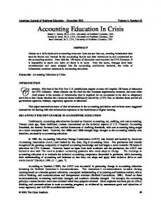 Accounting Education in Crisis.