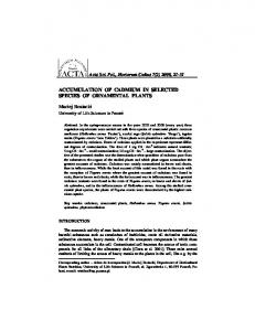 ACCUMULATION OF CADMIUM IN SELECTED ...