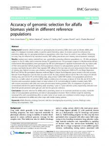 Accuracy of genomic selection for alfalfa biomass yield in ... - CiteSeerX