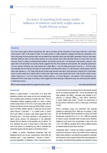 Accuracy of reporting food energy intake: influence of ethnicity - AJOL