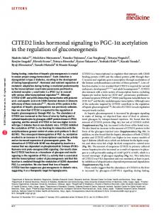 acetylation in the regulation of gluconeogenesis - Nature