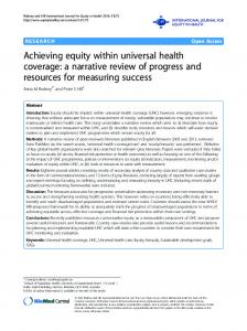 Achieving equity within universal health coverage: a narrative review ...