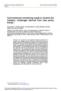 Acid emissions monitoring needs in ceramic tile industry - E3S Web of