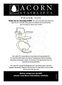 ACORN Stairlifts - User Manual