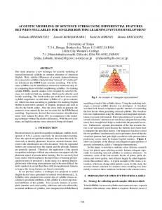 Acoustic Modeling of Sentence Stress Using ... - Semantic Scholar