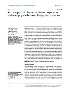 Acromegaly: the disease, its impact on patients, and ... - CiteSeerX