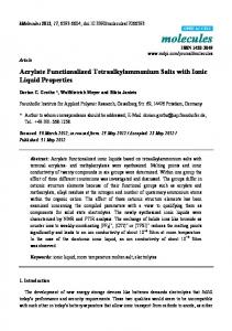 Acrylate Functionalized Tetraalkylammonium Salts with Ionic Liquid