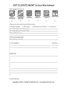 Action Worksheet - Get Clients Now!