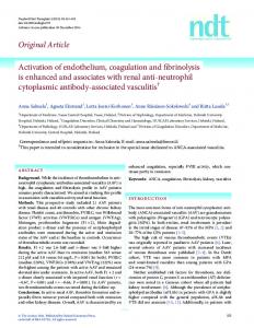 Activation of endothelium, coagulation and fibrinolysis is enhanced ...