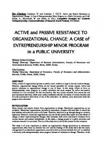 ACTIVE and PASSIVE RESISTANCE TO ORGANIZATIONAL CHANGE