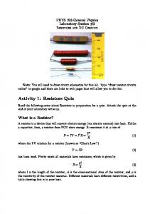 Activity 1: Resistors Quiz - Physics