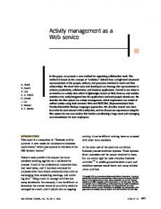 Activity management as a Web service - IEEE Xplore