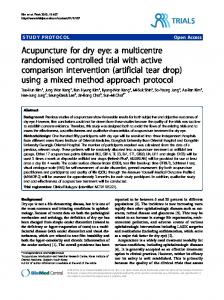 Acupuncture for dry eye: a multicentre randomised controlled trial with ...