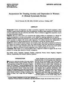 Acupuncture for Treating Anxiety and Depression in Women: A ...