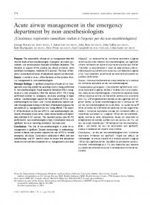 Acute airway management in the emergency ... - Springer Link