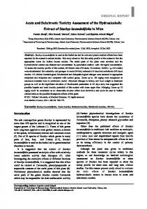 Acute and Subchronic Toxicity Assessment of the Hydroalcoholic ...