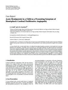 Acute Hemiparesis in a Child as a Presenting Symptom of ...