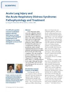 Acute Lung injury and the Acute Respiratory Distress Syndrome