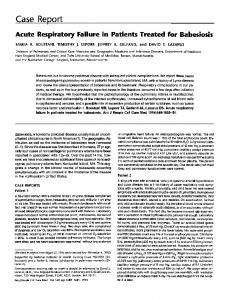 Acute respiratory failure in patients treated for babesiosis. - ATS Journals