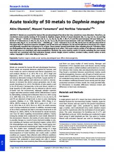 Acute toxicity of 50 metals to Daphnia magna ... - Wiley Online Library