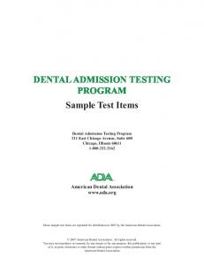 ADA.org: DAT Sample Test Items