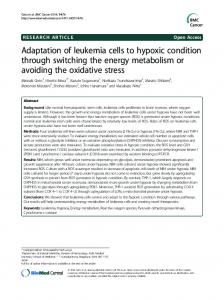 Adaptation of leukemia cells to hypoxic condition ... - Springer Link