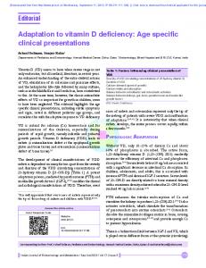 Adaptation to vitamin D deficiency: Age specific