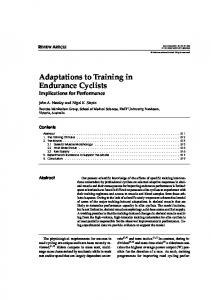 Adaptations To Training In Endurance Cyclists